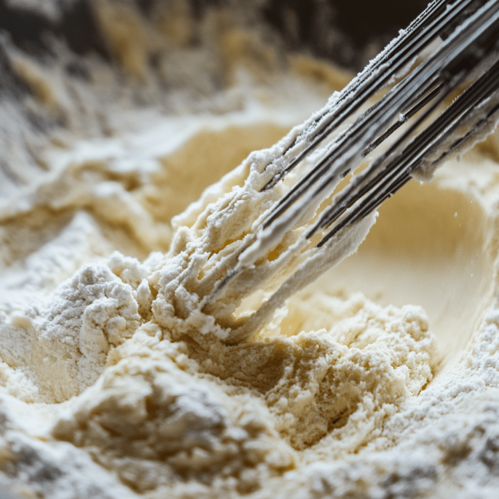 Close-up of roux being mixed with a whisk, a traditional flour and fat mixture used to thicken gumbo and other recipes.