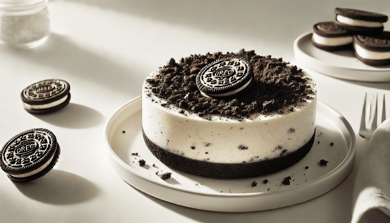 Delicious no-bake Oreo cheesecake with a creamy filling, Oreo crust, and crushed Oreo topping – perfect easy dessert recipe for Oreo lovers.